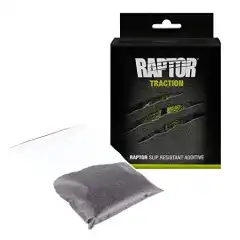 Raptor Traction Additive eller Anti-skli tilsetning er en tilsetning som du heller i Raptor Bedliner for å gjøre overflaten mer friksjon - typisk sted du vil bruke dette er på stigtrinn eller på partier der du setter foten når du skal opp på takracket. For penest resultat, påføres denne sammen med Raptor Bedliner i sprøytepistol.<br><br><strong>Tips:</strong> Hell halve posen i 1 liters flaske, når den er halvfull heller du resten i. (Grunnen er at dette materialet synker raskt i flasken)<br><br><strong>Dosering:</strong> 1 pose holder til 1 liter Raptor Bedliner. Skal du legge to strøk (anbefales) trenger du denne kun i første laget.<br><strong>Farge:</strong> Transparent