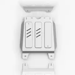 Med skliplate og understells-beskyttelse fra Rival 4x4 Accessories er du trygg på at undersiden av bilen er beskyttet mot det meste. Dette er det du trenger for å beskytte motor under bilen.<br><br>Elementene er laget av 6 mm tykke aluminiumsplater som er forsterket med utpressende vulker. I tillegg er det lufte- og drenerings hull så man får vekk uønsket skit som kan legge seg over platene etter turen uti terrenget.<br><br>Denne er del nummer 2 som beskytter girkasse