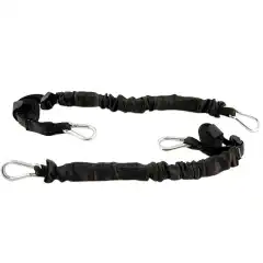 Revulosjonerbart stroppesett fra Frontrunner. Stropper med strammestrikk.<br>Justerbar lengde fra 560-1524mm (pluss 8" ekstra når den er strukket ut)<br>Syrefaste karabinkroker i hver ende som enkelt festet til øyebolt.<br>Sikrer last opp til 100kg.<br><br><strong>Selges i sett med 2 stk.</strong>