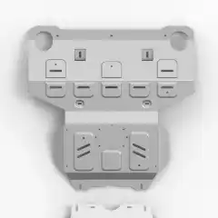 Med skliplate og understells-beskyttelse fra Rival 4×4 Accessories er du trygg på at undersiden av bilen er beskyttet mot det meste.<br><br>Elementene er laget av 6 mm tykke aluminiumsplater som er forsterket med utpressende vulker. I tillegg er det lufte- og drenerings hull så man får vekk uønsket skit som kan legge seg over platene etter turen uti terrenget.<br><br>Dette er første del forfra som beskytter radiator og deler av motoren<br><br>NB! Bildet kan avvike fra faktisk produkt.