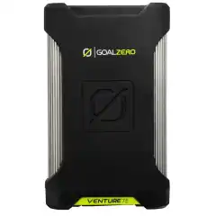 <em>GOAL ZERO VENTURE 75 er en svært effektiv powerbank med et fantastisk 19200 mAh batteri designet for hurtiglading. Venture 75 er det perfekte kjøpet for utendørsaktiviteter, fotturer, fisketurer og som en ekstra strømkilde til hjemmet eller sommerhuset. Du kan slå på strømforsyningen i regn eller solskinn, siden enheten er fullstendig vann- og støvbestandig. Reservestrømforsyningen varer opptil 3–6 måneder på en enkelt lading. Pakken inkluderer powerbanken og en USB-A- til USB-C-ladekabel.</em><br><br><strong>Vann- og støvbestandig</strong><br><br>Venture 75 backup strømforsyning er beskyttet av IP67-vurdering, noe som gjør enheten motstandsdyktig mot regn, sand og støv. Så du kan enkelt ha med deg strømforsyningen på for eksempel fisketurer, fotturer og camping, siden enheten er fullstendig vann- og støvbestandig. Powerbanken tåler også nedsenking i vann opptil 1 meter i opptil 30 minutter.<br><br><strong>Egnet til flere enheter</strong><br><br>Batterikapasiteten på 19200 mAh er nok til flere ladinger og garanterer rask lading av enhetene. Med to 2,4A USB-porter og én 60W USB-C-port på reservestrømforsyningen, kan du lade flere enheter samtidig, og enheten er flott for å lade alle enheter som kan lades via USB. Med et fulladet Venture 75-batteri kan du lade smarttelefonen 5 ganger, et actionkamera 14 ganger, en hodelykt 14 ganger, et nettbrett 2 ganger og en bærbar PC én gang.<br><br><strong>Flere måter å lade på</strong><br><br>Det er flere måter å lade Venture 75 på. Ladetid fra et kompatibelt solcellepanel er ca. 6 timer, for eksempel Nomad 10 eller Nomad 20. Du kan også lade enheten via en USB-C-port på 1,5 timer eller via en USB-A-port på 6 timer. Ved lading via USB-porten kan du enten bruke en annen strømkilde for lading eller lade enheten direkte fra veggen. Ladeportene er beskyttet av en gjennomsiktig silikonklaff.<br><br><strong>Allsidig strømknapp</strong><br><br>Strømknappen på undersiden av enheten kan brukes til to forskjellige formål. Du kan enkelt sjekke batteristatusen ved å trykke én gang på strømknappen og de lille blå LED-lysene på bunnen vil lyse opp. Antall lys indikerer hvor mye batteri som er igjen i powerbanken. Ved å trykke strømknappen ned i noen sekunder kan du slå på enhetens innebygde lommelykt med en lysstrøm på 50 lumen.